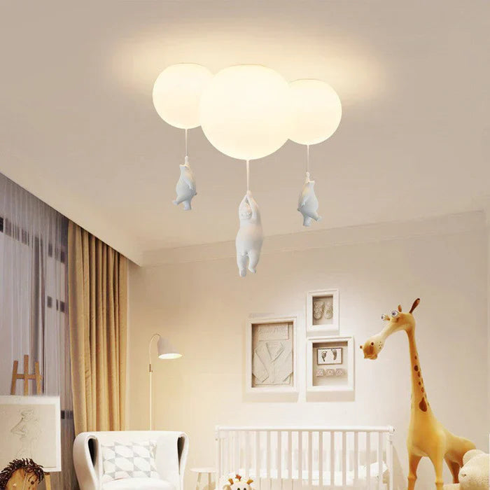 Børne-loftlampe med bjørn og ballon - CloudBear