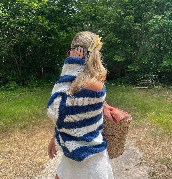 Strikket og stribet oversized dametrøje - Harper