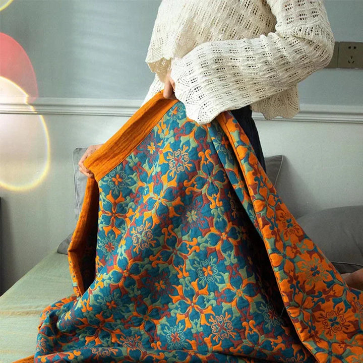 Bomuldsquilt med blåt mønster – Florencia