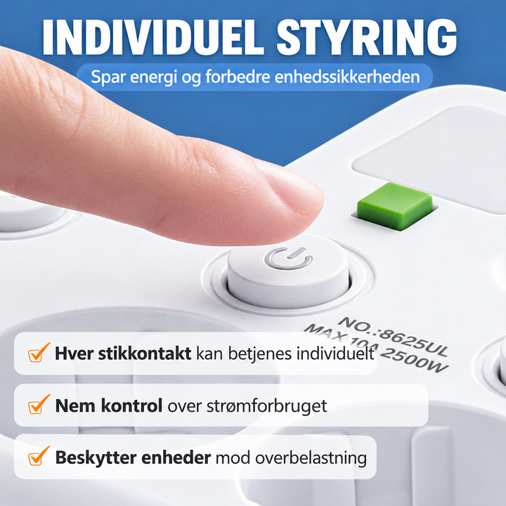 Power Strip with USB and Switches | Multi-Outlet Surge Protector 2500W 3