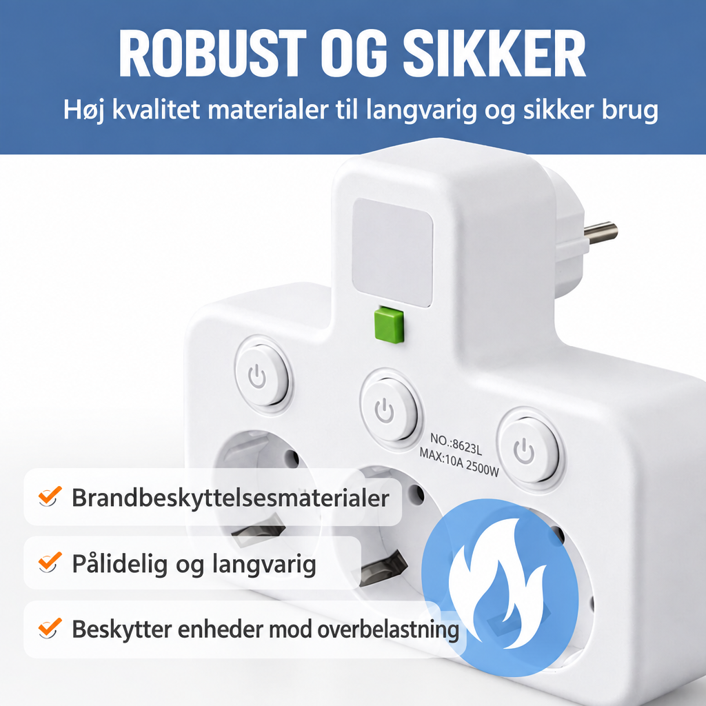 Power Strip with USB and Switches | Multi-Outlet Surge Protector 2500W 9