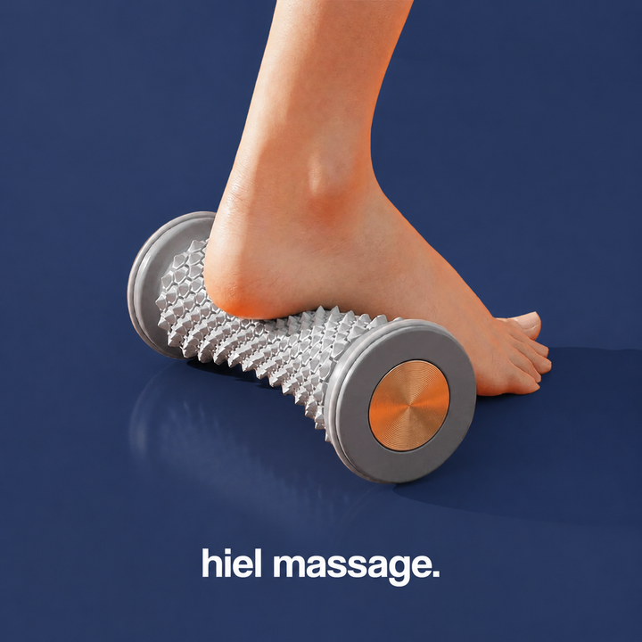 Hælen hviler på rullen, mens forfoden står på gulvet, til massage af hælen 5