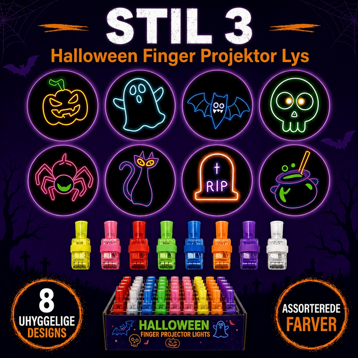 Halloween fingerprojektørlys, 36 mini uhyggelige vægprojektioner til fester