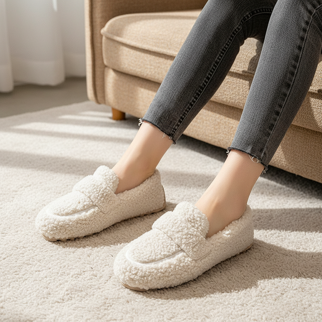 Damen Hausschuh Pantoffel Mit Fleece - FluffStep