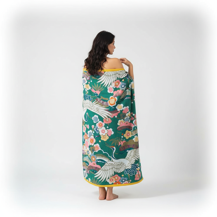 Elegante Badetuch Mit Druck - FlowerLuxe