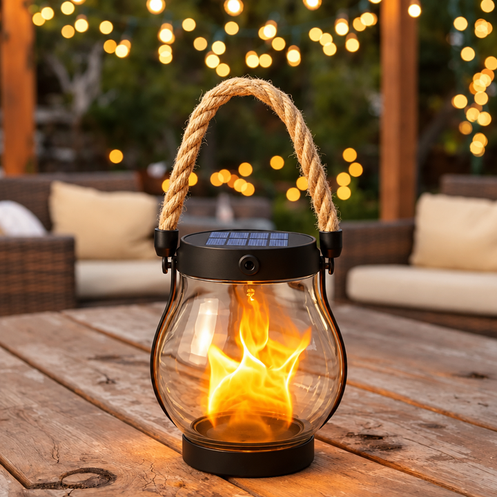 Solar Lantern Outdoor Light with Flickering Flame Effect 7