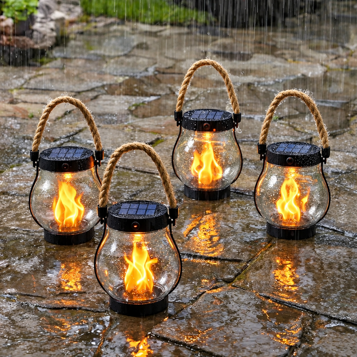 Solar Lantern Outdoor Light with Flickering Flame Effect 4