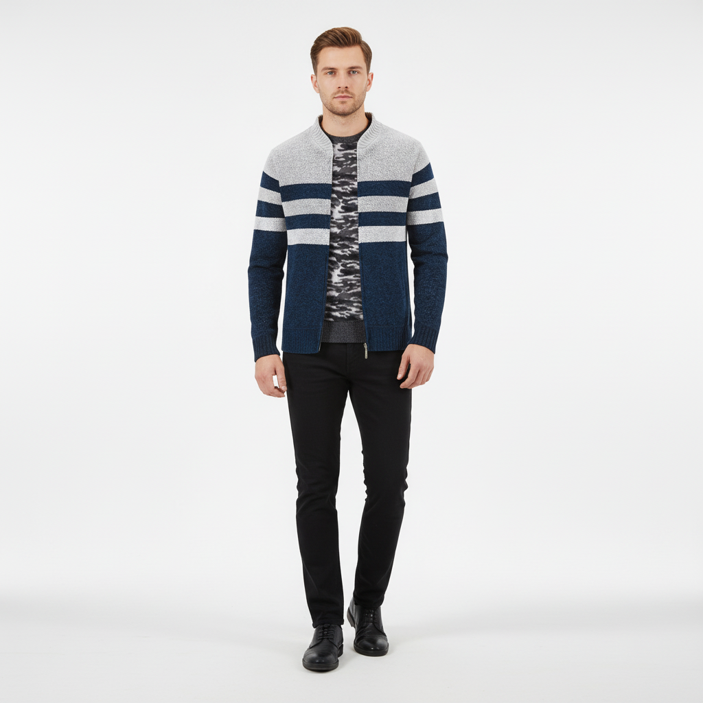 Gestreiftes Herbstvest - WarmKnit