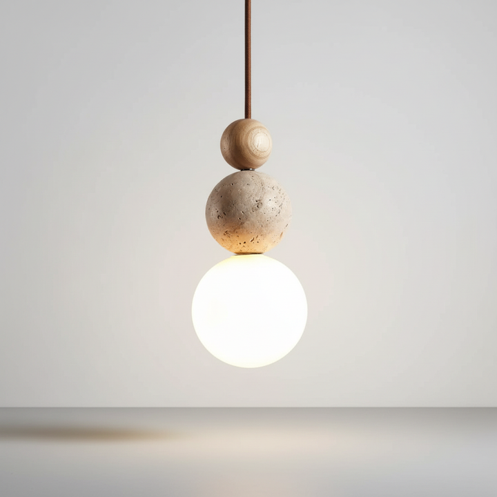 Hängelampe Travertin Holz - WoodSphere
