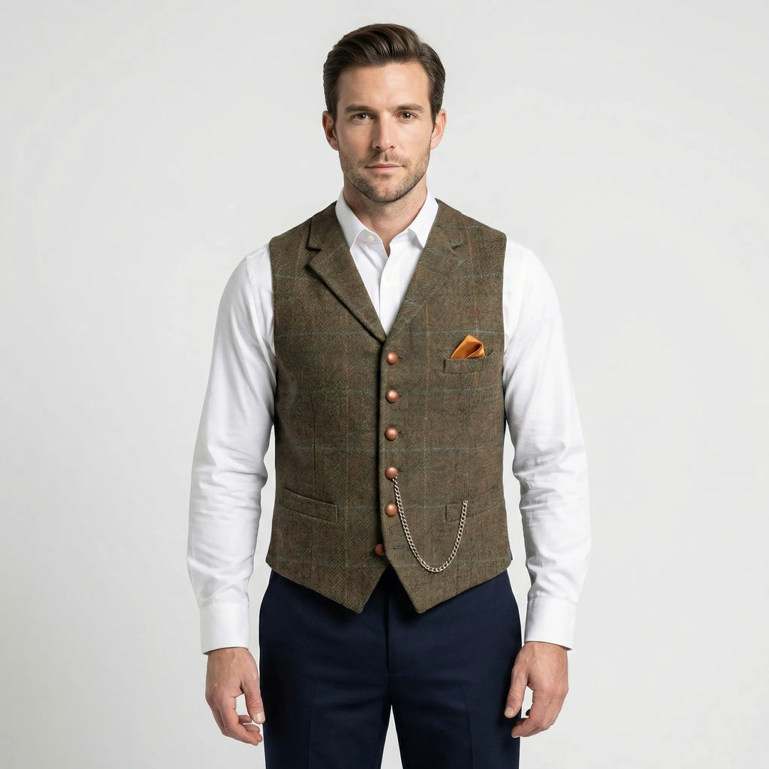 Kariertes Herrengilet Mit V-Ausschnitt - Sergio