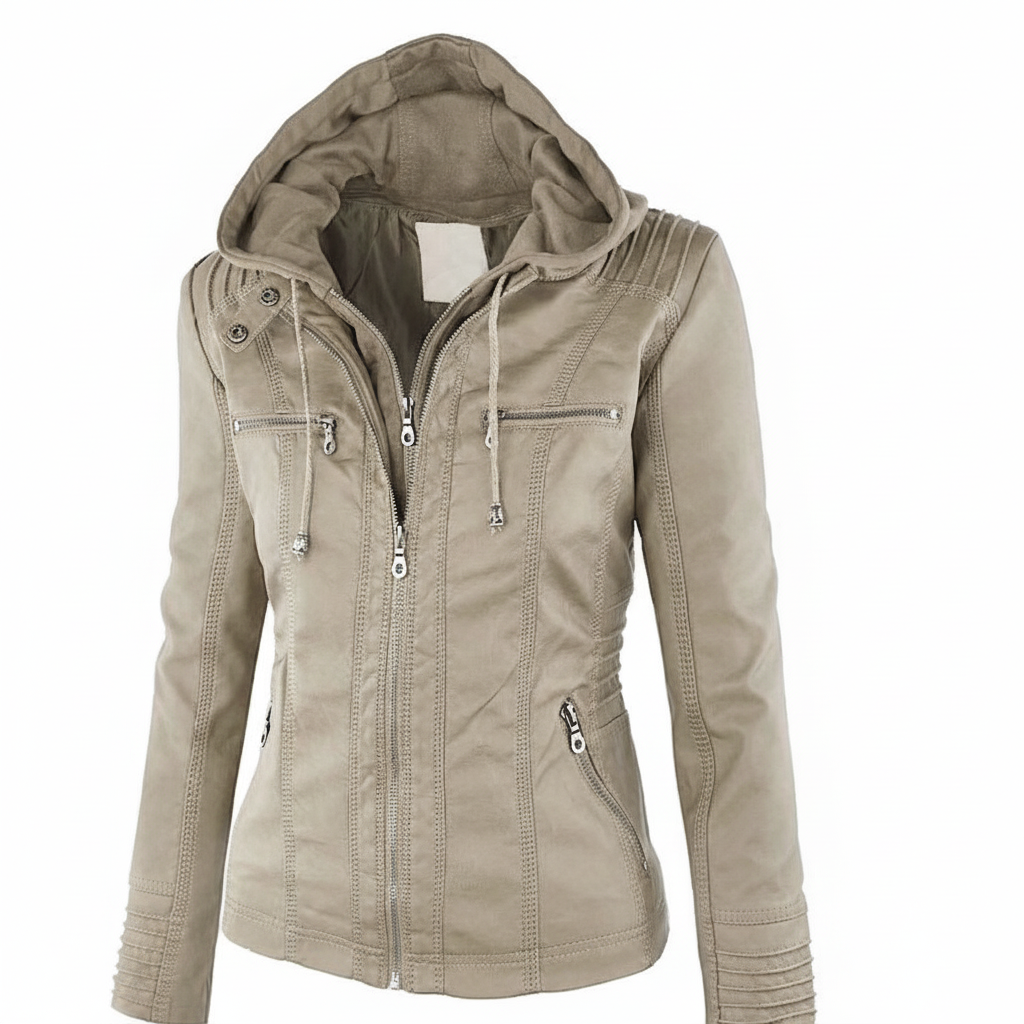 Lederjacke Mit Kapuze -  Elke