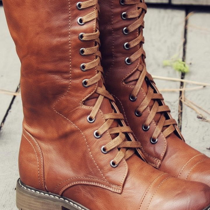 Lederstiefel Mit Schnürung - Gabriele