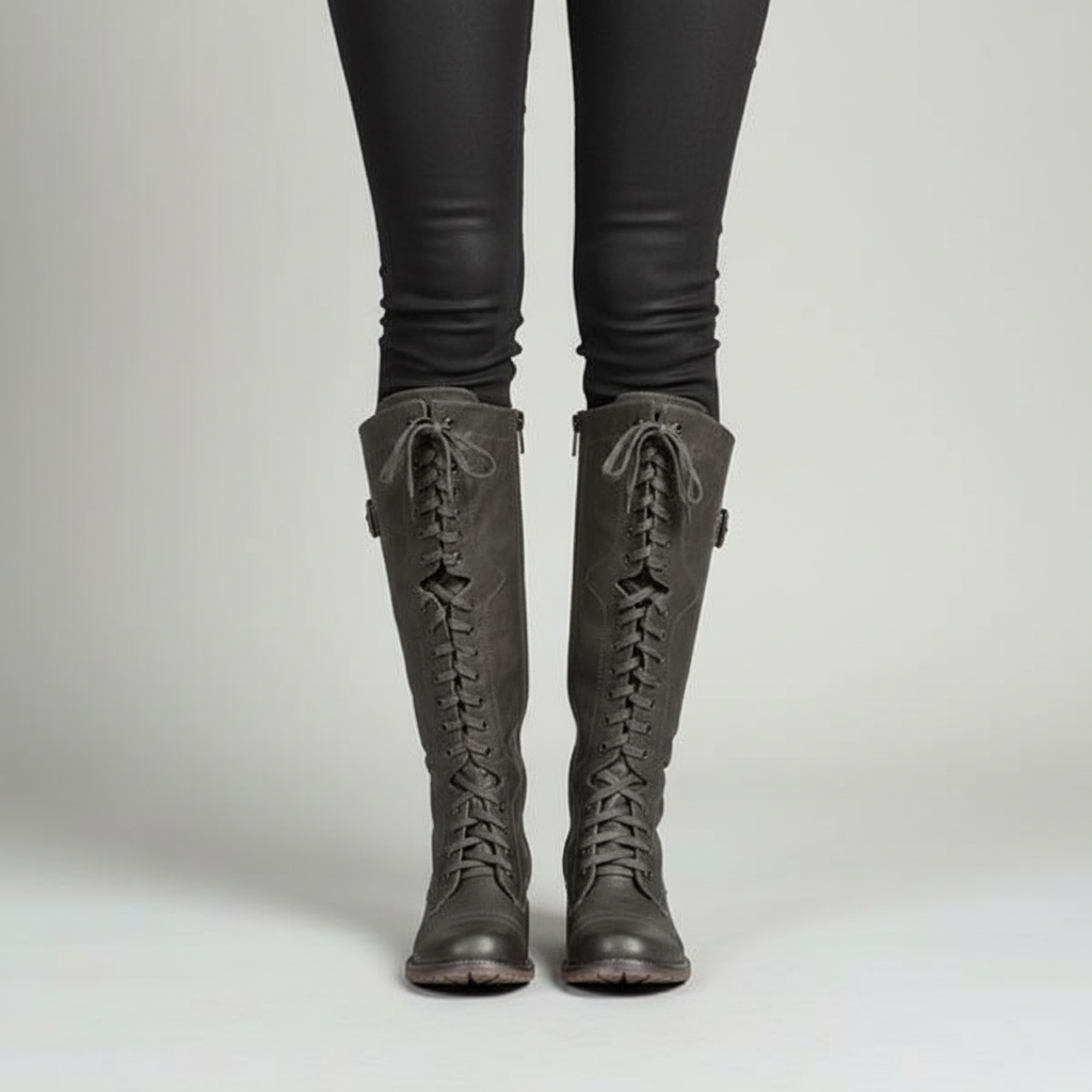 Lederstiefel Mit Schnürung - Gabriele