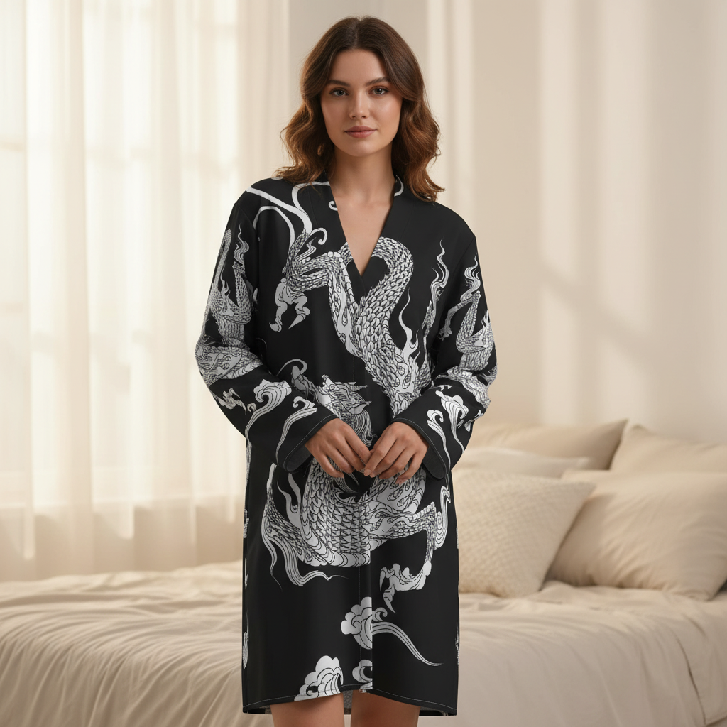 Leichter Bademantel Mit Druck - DragonCoat