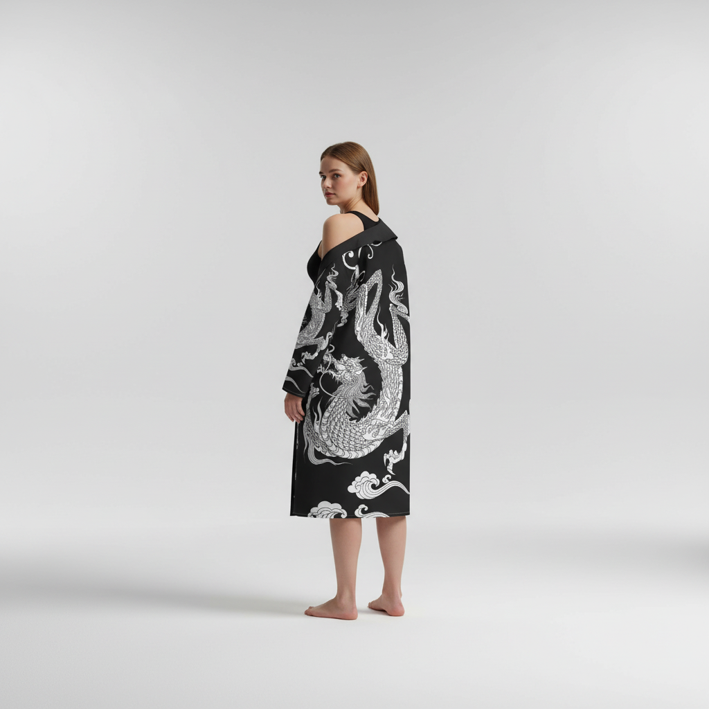 Leichter Bademantel Mit Druck - DragonCoat