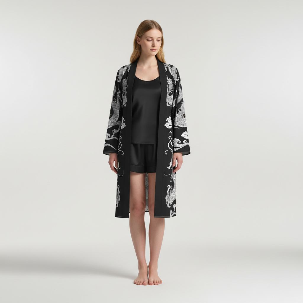 Leichter Bademantel Mit Druck - DragonCoat