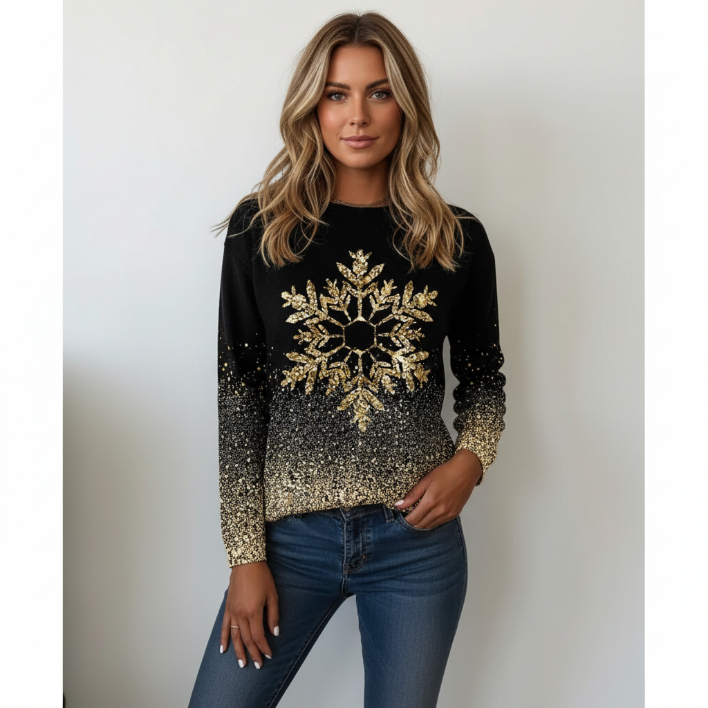 Schwarzer Pullover Mit Motiv - Rebecca