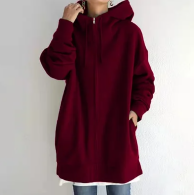 Oversized dame hoodie med lynlås og hætte – Efterårsmagi Meliora