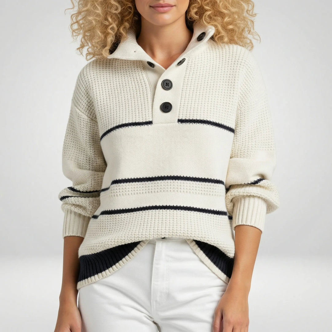 Strukturierter Strickpullover Mit Streifen - Judy