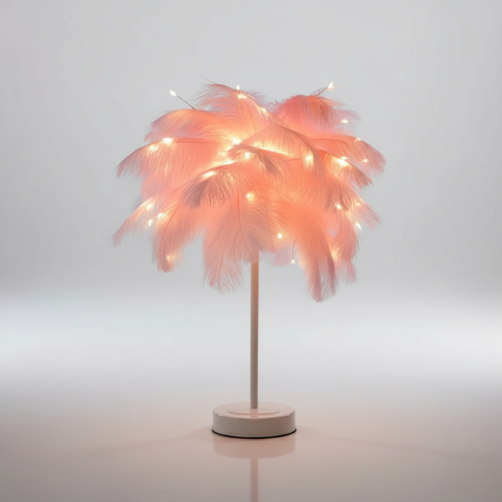 Tischlampe Mit Federschirm - PalmGleam