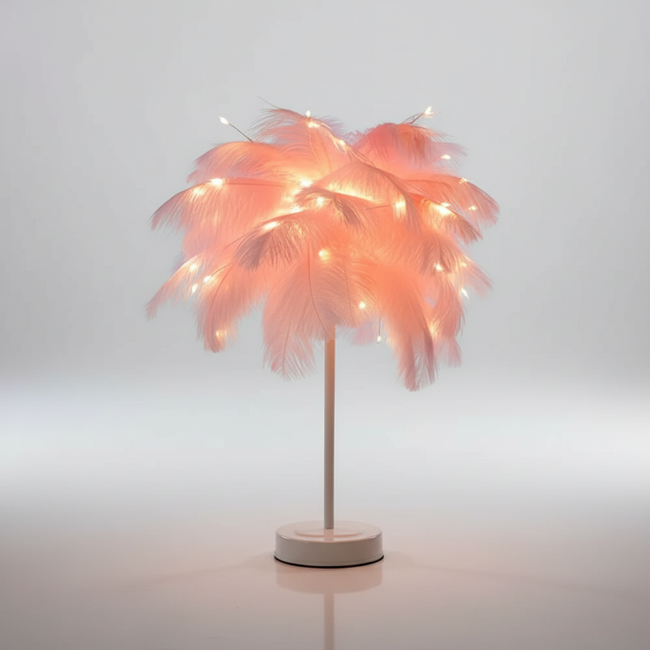 Tischlampe Mit Federschirm - PalmGleam