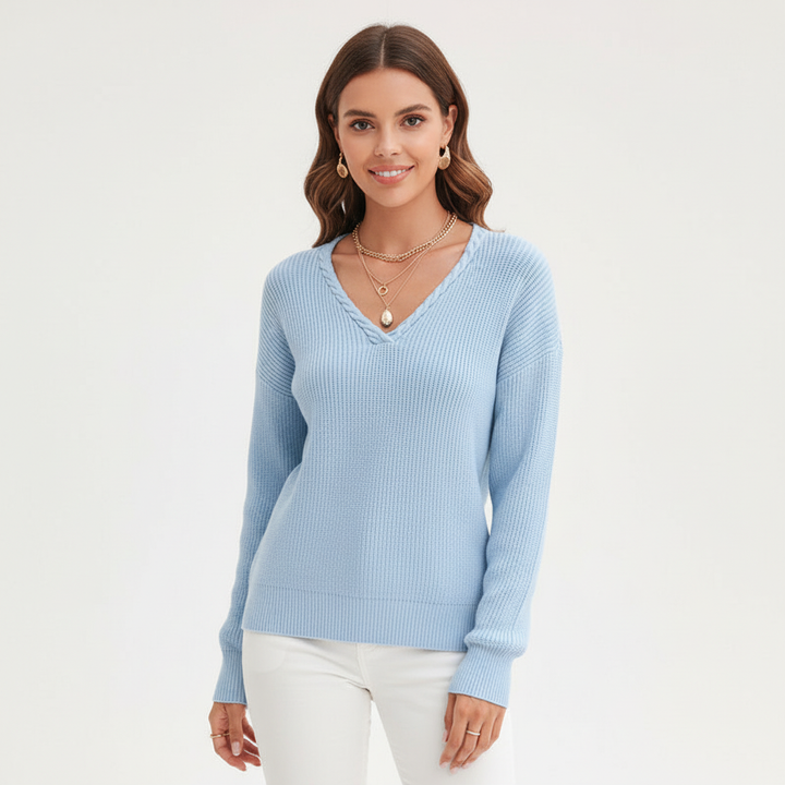 V-Ausschnitt Gestrickter Pullover -  Antonia