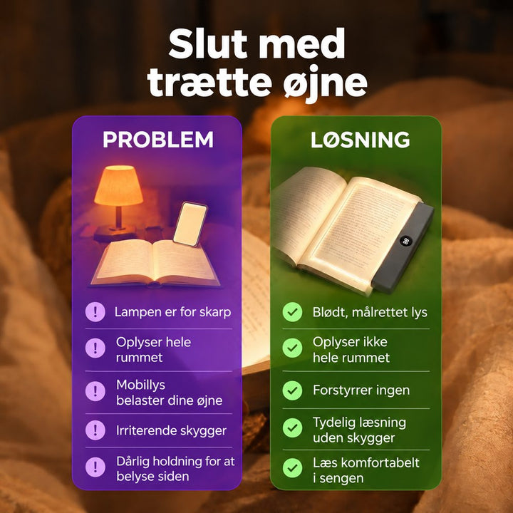 Sammenligning af problemer med almindelig lampe og telefonlys mod fordelene ved det bløde, rettede læselys 4