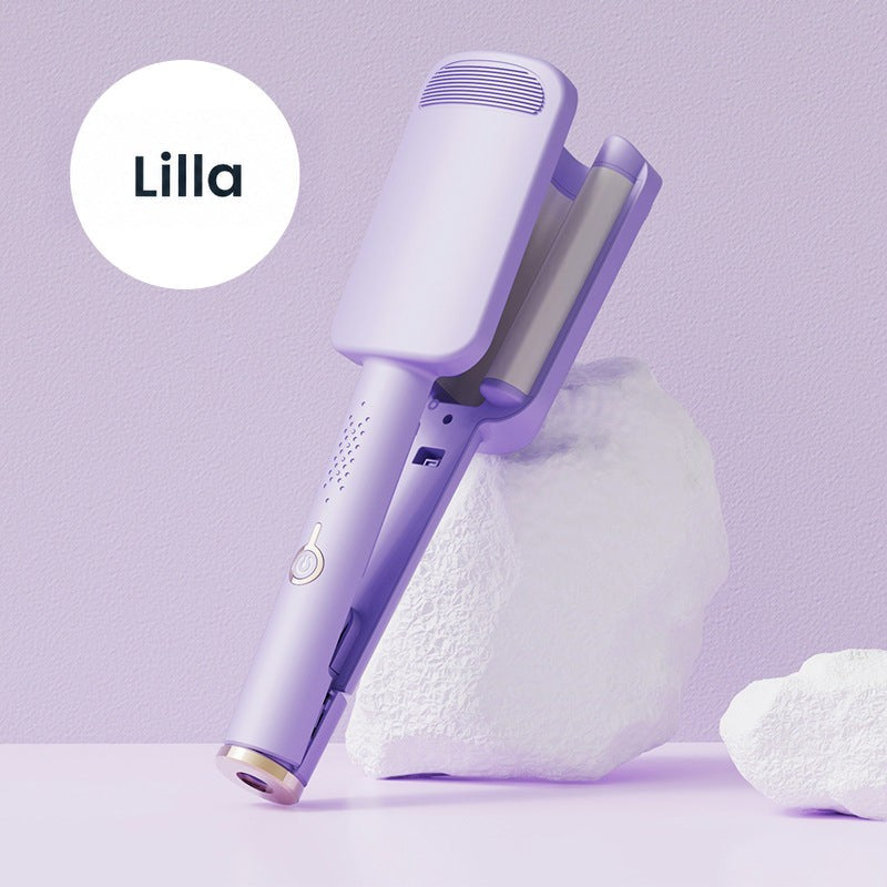 Lilla bølgejern lænet op ad en hvid sten mod en lilla baggrund 11