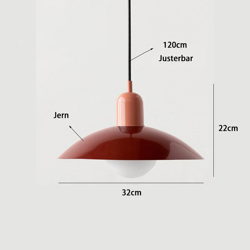 Måltegning af pendel i jern med mål 32 cm bredde, 22 cm højde og justerbart 120 cm ophæng 13