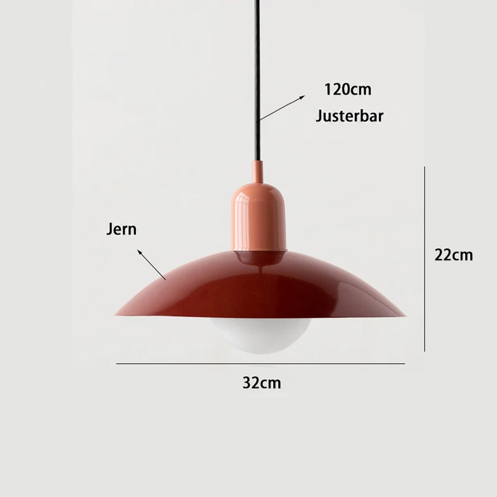 Måltegning af pendel i jern med mål 32 cm bredde, 22 cm højde og justerbart 120 cm ophæng 13