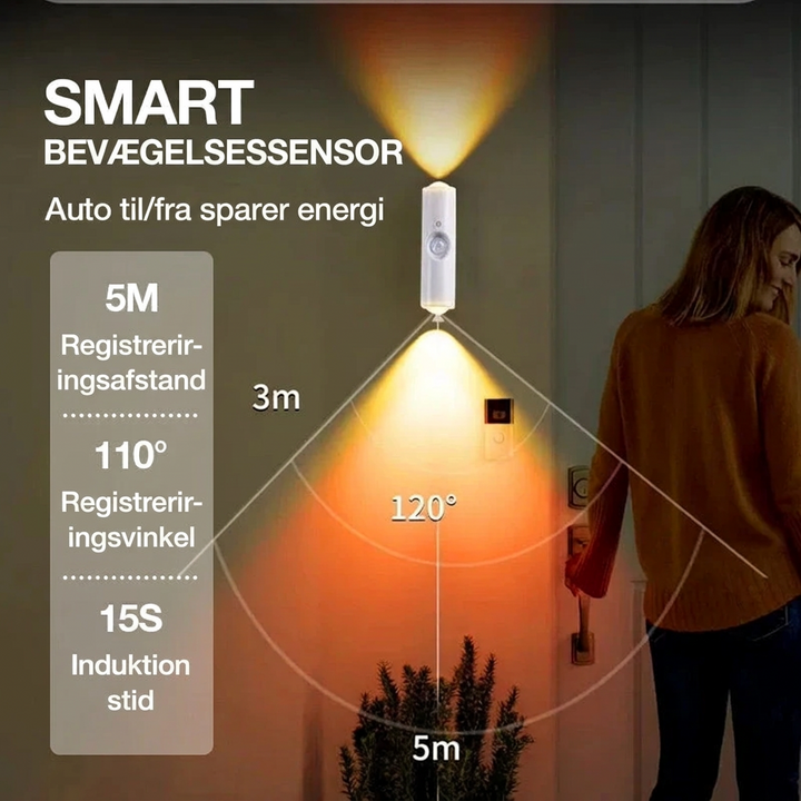 Trådløse LED væglamper med bevægelsessensor og farveskift, sæt med 3