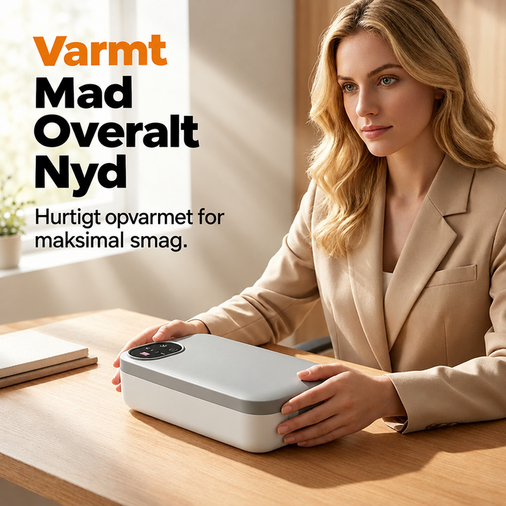 Ledningsfri selvopvarmende elektrisk frokostboks med indsats i rustfrit stål