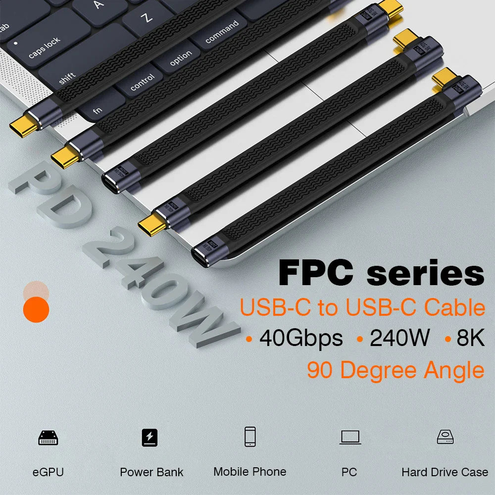 USB4 Elbow Connector Cable – 40Gbps, 240W PD & 8K Video Output (Buy 1, Take 1 FREE)-240W 40Gbps FPC U-State of Style