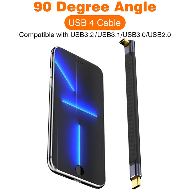 USB4 Elbow Connector Cable – 40Gbps, 240W PD & 8K Video Output (Buy 1, Take 1 FREE)-240W 40Gbps FPC U-State of Style