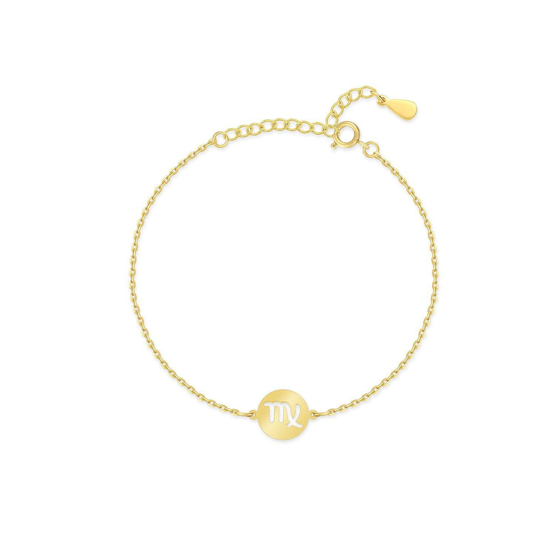 Goldenes Zodiak-Armband mit Jungfrau-Symbol, verstellbare Kette, eleganter Schmuck.